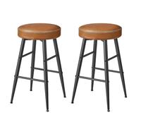 VASAGLE EKHO Collection - Tabouret de Bar, Lot de 2, Chaise de Cuisine, Haut, en PU avec Coutures, Style Moderne Mi-siècle, Hauteur Assise 63 cm, Cuisine, Bar, Montage Facile, Marron Caramel LBC080K01