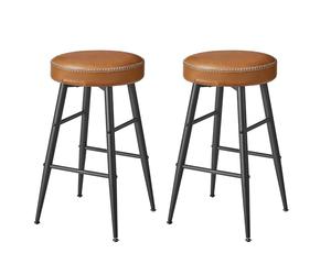 VASAGLE EKHO Collection - Tabouret de Bar, Lot de 2, Chaise de Cuisine, Haut, en PU avec Coutures, Style Moderne Mi-siècle, Hauteur Assise 63 cm, Cuisine, Bar, Montage Facile, Marron Caramel LBC080K01
