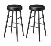 VASAGLE EKHO Collection - Tabouret de Bar, Lot de 2, Chaise de Cuisine, Haut, PU avec Coutures, Style Moderne Mi-siècle, Hauteur Assise 76,2 cm, Cuisine, Bar, Montage Facile, Noir d'encre LBC090B01