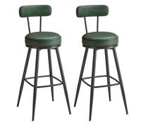 VASAGLE EKHO Collection - Tabouret de Bar, Lot de 2, Chaise de Cuisine, Siège Rembourré, PU avec Coutures, Style Moderne Mi-siècle, Hauteur 76 cm, pour Cuisine, Bar, Vert Forêt LBC889C01