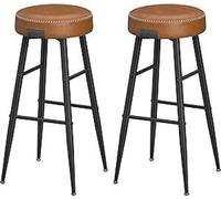 VASAGLE EKHO Collection - Tabouret de bar, lot de 2, tabouret de bar, chaise de cuisine, similicuir, hauteur 90 cm, pour cuisine, salle à manger, montage facile, brun caramel
