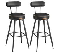 VASAGLE EKHO Collection - Tabouret de Bar, Lot de 2, Chaise de Cuisine, Siège Rembourré, PU avec Coutures, Style Moderne Mi-siècle, Hauteur 76 cm, pour Cuisine, Bar, Noir d'encre LBC889B01