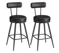 VASAGLE EKHO Collection - Tabouret de Bar, Lot de 2, Chaise de Cuisine, Siège Rembourré, PU avec Coutures, Style Moderne Mi-siècle, Hauteur 65 cm, pour Cuisine, Bar, Noir d'encre LBC089B01