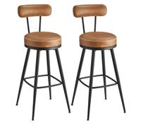 VASAGLE EKHO Collection - Tabouret de Bar, Lot de 2, Chaise de Cuisine, Siège Rembourré, PU avec Coutures, Style Moderne Mi-siècle, Hauteur 76 cm, pour Cuisine, Bar, Marron Caramel LBC889K01