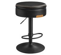 VASAGLE EKHO Collection Tabouret de Bar pivotant à 360°, réglable en Hauteur avec Rangement, Cuir synthétique avec Couture, Moderne du Milieu du siècle, Montage Facile, Noir Encre