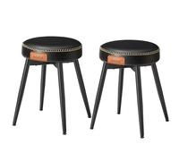 VASAGLE EKHO Collection - Tabouret de Salle à Manger, Lot de 2, Chaise de Cuisine, Siège Rembourré, PU avec Coutures, Style Moderne Mi-siècle, Hauteur 48,2 cm, Salon, Bureau, Noir d'encre LDC170B02