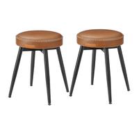 VASAGLE EKHO Collection - Tabouret de Salle à Manger, Lot de 2, Chaise de Cuisine, Siège Rembourré, PU avec Coutures, Style Moderne Mi-siècle, Hauteur 48,2 cm, Salon, Bureau, Marron Caramel LDC170K02