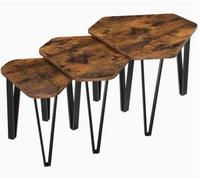VASAGLE Ensemble de 3 tables d'appoint avec pieds en métal et design industriel - Marron/Noir vintage