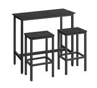 VASAGLE Ensemble de Meubles de Salle à Manger, Table et Tabourets de Bar, Table Petit-Déjeuner avec 2 Tabourets Hauts, Cadre en Acier, Style Industriel, Noir Boisé et Noir d'encre LBT218B56