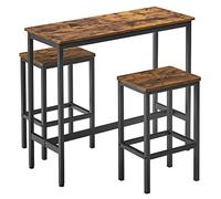 VASAGLE Ensemble de Meubles de Salle à Manger, Table et Tabourets de Bar, Table Petit-Déjeuner avec 2 Tabourets Hauts, Cadre en Acier, Style Industriel, Marron Rustique et Noir d'encre LBT218B01