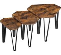 VASAGLE Ensemble de tables d'appoint, 3 pièces tables de chevet, tables basses, avec pieds en métal, construction simple, design industriel, vintage marron-noir LNT14BX
