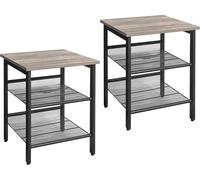 VASAGLE Ensemble de tables d'appoint, tables de chevet, ensemble de 2 tables de chevet industrielles, avec tablettes grillagées réglables, salon, chambre à coucher, couloir,