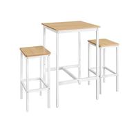 VASAGLE Ensemble Table de Bar avec 2 Chaises, Petite Table de Cuisine | Tabourets, Chaises de Bar, pour Salle à Manger, Cuisine, Doré chêne et Blanc mat, Collection BARNET LBT017W09