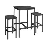 VASAGLE Ensemble Table de Bar avec Tabourets, Table à Manger avec 2 Chaises, Petite Table de Cuisine, Chaises de Bar, pour Salle à Manger, Cuisine, Noir Boisé et Noir d'encre LBT017B56