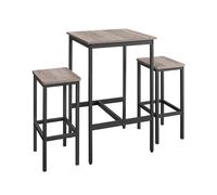 VASAGLE Ensemble Table de Bar avec Tabourets, Table à Manger avec 2 Chaises, Petite Table de Cuisine, Chaises de Bar, pour Salle à Manger, Cuisine, Grège Chiné et Noir d'encre LBT017B02