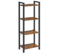 VASAGLE Étagère 4 Niveaux, Bibliothèque, Meuble de Rangement, pour Bureau, Salon, Chambre, 24 x 40 x 107 cm, Style Industriel, Marron Rustique et Noir d'Encre LLS099B01