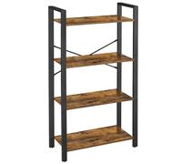 VASAGLE Étagère 4 Niveaux, Bibliothèque, Meuble de Rangement, pour Bureau, Salon, Chambre, 30 x 66 x 120 cm, Style Industriel, Marron Rustique et Noir d'encre LLS60BX