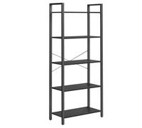 VASAGLE Étagère 5 Niveaux, Bibliothèque, Meuble de Rangement, pour Bureau, Salon, Chambre, 30 x 66 x 153 cm, Style Industriel, Noir Boisé et Noir d'encre LLS061B56