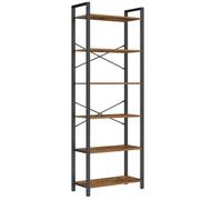 VASAGLE Étagère 6 Niveaux, Bibliothèque, Meuble de Rangement, pour Bureau, Salon, Chambre, 30 x 66 x 186 cm, Style Industriel, Marron Rustique et Noir d'Encre LLS062B01