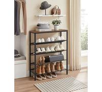 VASAGLE Étagère à chaussures à 5 étages, étagère à chaussures haute avec 4 étagères grillagées et grande rehausse pour sacs, gain de place pour entrée, couloir, acier, industrie