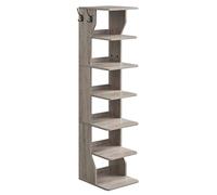 VASAGLE Étagère à Chaussures Fine, Meuble de Rangement sur Pieds 7 Niveaux, Gain de Place, pour Entrée, Coin, Rangement Chaussures, Grège Chiné LBS200L01