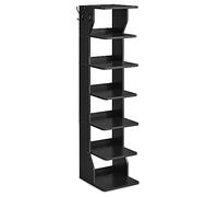 VASAGLE Étagère à Chaussures Fine, Meuble de Rangement sur Pieds 7 Niveaux, Gain de Place, pour Entrée, Coin, Rangement Chaussures, Noir LBS200T16