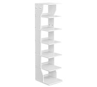 VASAGLE Étagère à Chaussures Fine, Meuble de Rangement sur Pieds 7 Niveaux, Gain de Place, pour Entrée, Coin, Rangement Chaussures, Blanc LBS200T14