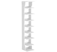 VASAGLE Étagère à Chaussures Fine, Meuble de Rangement sur Pieds 9 Niveaux, Gain de Place, pour Entrée, Coin, Rangement Chaussures, Blanc Mat LBS210WB01