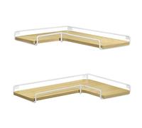 VASAGLE Étagère d’Angle en Forme de L, Lot de 2, Étagère Murale, Tablette Flottante, Style Industriel, pour Salon, Chambre, Cuisine, Jaune Paille et Blanc Nuage LLS831Y70