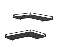 VASAGLE Étagère d’Angle en Forme de L, Lot de 2, Étagère Murale, Tablette Flottante, Style Industriel, pour Salon, Chambre, Cuisine, Noir LLS831B22