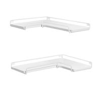 VASAGLE Étagère d’Angle en Forme de L, Lot de 2, Étagère Murale, Tablette Flottante, Style Industriel, pour Salon, Chambre, Cuisine, Blanc Nuage LLS831W14