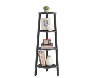 VASAGLE Étagère d'angle, 4 étagères, Facile à Monter, Cadre en Acier, Robuste, pour Salon, Chambre, Balcon, Design Industriel, Gris Anthracite et Noir Mat LLS034B22