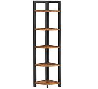 VASAGLE Étagère d'angle à 5 Niveaux, Bibliothèque du Coin, Meuble de Rangement Polyvalent, Porte-Plantes, pour Salon, Chambre, Bureau, Style Industriel, Marron Rustique et Noir LLS803B01