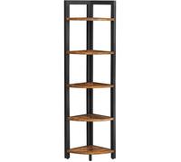 VASAGLE Étagère d'angle à 5 Niveaux - Marron Rustique et Noir - Meuble de Rangement Polyvalent