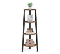 VASAGLE Étagère d'angle, Bibliothèque 4 Niveaux, Étagère Échelle, Meuble de Rangement, Porte-Plante pour Salon, Style Industriel, avec Cadre en Acier, Marron Rustique et Noir LLS34X