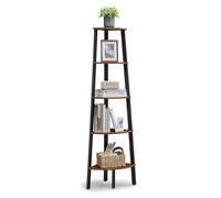 VASAGLE Étagère d'angle, Bibliothèque 5 Niveaux, Meuble de Rangement | Étagère Échelle, Porte-Plante, Style Industriel, Cadre en Acier, Taupe et Noir, Collection BARNET LLS35X
