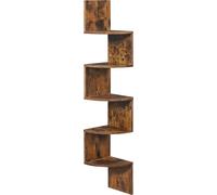 VASAGLE Etagère d'angle, étagère murale à 5 compartiments, étagère flottante, pour cuisine, chambre à coucher, salon, bureau, bureau, brun foncé