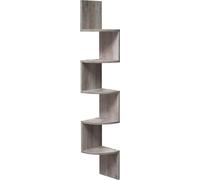 VASAGLE Etagère d'angle, étagère murale à 5 compartiments, étagère flottante, pour cuisine, chambre à coucher, salon, bureau, bureau, gris
