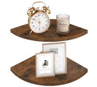 VASAGLE Étagère d'angle Murale, Panneau de Particules, Étagère Flottante, Lot de 2, 20 x 20 x 1,2 cm, Marron Rustique, pour Entrée, Couloir, Chambre, Collection Colex LLS842KD01