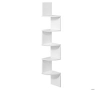 VASAGLE Étagère d'angle, Style Industriel, Étagère Murale, Étagère en Forme Zigzag, Bibliothèque,Blanc