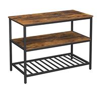 VASAGLE Étagère de Boulanger, îlot de Cuisine avec Grand Plan de Travail, Structure en Acier Stable, 120 x 60 x 90 cm, étagère de Cuisine Industrielle, Facile à Assembler, Marron Rustique et Noir,