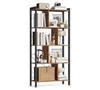 VASAGLE Étagère de Bureau à 5 Niveaux, Bibliothèque Ouverte sur Pied, Grande, Structure Métallique, Style Industriel, Marron Rustique et Noir d'encre LBC12BX