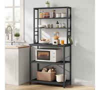 VASAGLE Étagère de Cuisine, Étagère pour Machine à Café, 6 Étagères, 6 Crochets, pour Four à Micro-Ondes, Cadre en Acier, Style Industriel, 40 x 80 x 167 cm, Gris Anthracite et Noir d'encre KKS019B22