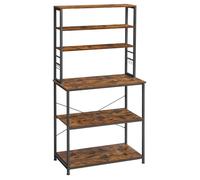 VASAGLE Étagère de Cuisine, Étagère pour Machine à Café, 6 Étagères et 6 Crochets, Cadre en Acier, 40 x 80 x 167 cm, Marron et Noir