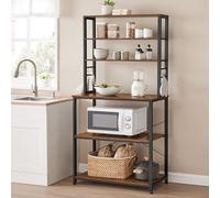 VASAGLE Étagère de Cuisine, Étagère pour Machine à Café, 6 Étagères et 6 Crochets, pour Four à Micro-ondes, Cadre en Acier, Style Industriel, 40 x 80 x 167 cm, Marron Rustique et Noir KKS019B01