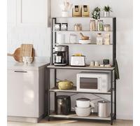 VASAGLE Étagère de Cuisine, Étagère pour Machine à Café, 6 Étagères et 6 Crochets, pour Four à Micro-Ondes, Cadre en Acier, Style Industriel, 40 x 100 x 167 cm, Grège et Noir KKS039K02