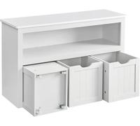 VASAGLE Étagère de rangement pour jouets sur roulettes, 102 x 30 x 60 cm, Blanc