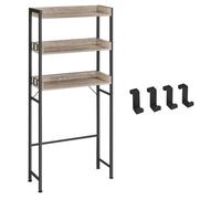 VASAGLE Étagère de Toilettes, Étagère WC, à 3 Niveaux, Étagère de Salle de Bain, Peu encombrante, Facile à Monter, pour buanderie, Style Industriel, Grège et Noir BTS002B02