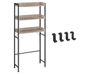 VASAGLE Étagère de Toilettes, Étagère WC, à 3 Niveaux, Étagère de Salle de Bain, Peu encombrante, Facile à Monter, pour buanderie, Style Industriel, Grège et Noir BTS002B02