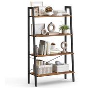 VASAGLE Étagère échelle à 4 niveaux avec cadre en acier pour salon, bureau, cuisine, chambre à coucher, style industriel, marron rustique et noir ULLS144B01